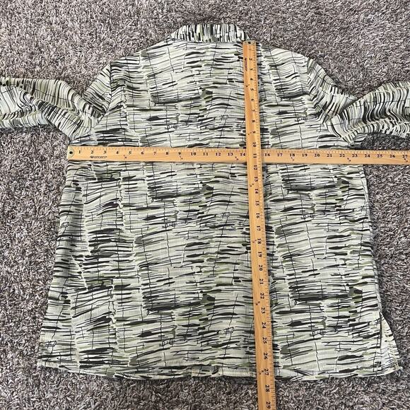 Vintage Top Plus Size 18 Beige Green Abstract Art Button Up Long Sleeve Y2K - Picture 11 of 12